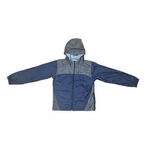 Columbia Boys Youth Size Large Glennaker Grey/Navy Full Zip Hooded Rain Jacket